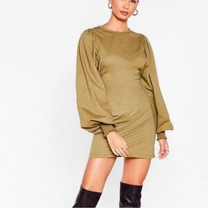 Elegant Olive Green Dress